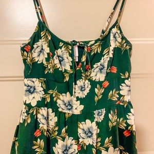 3/$20 Dk Green Floral Spaghetti Strap Jumpsuit